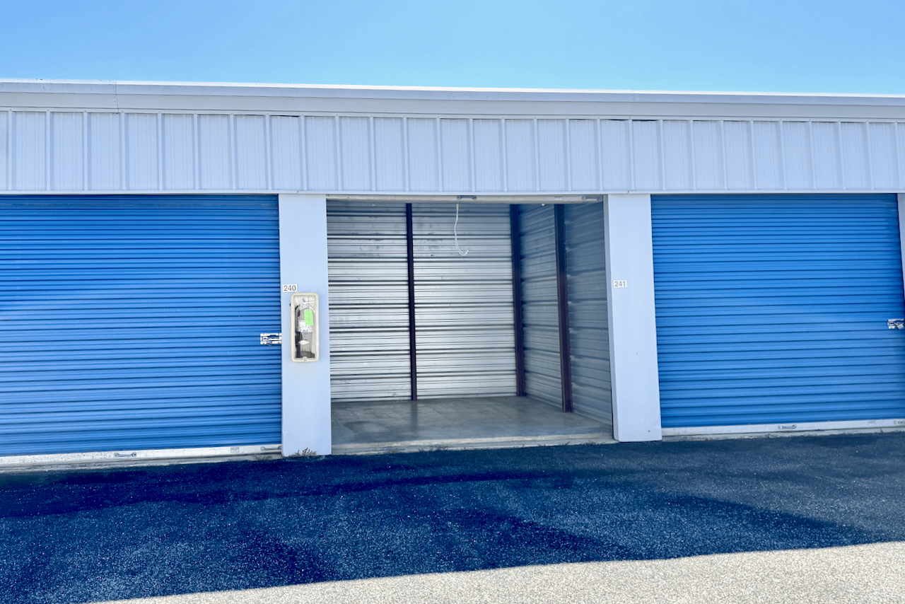 Exterior view of drive-up units at Ocean City Self Storage
